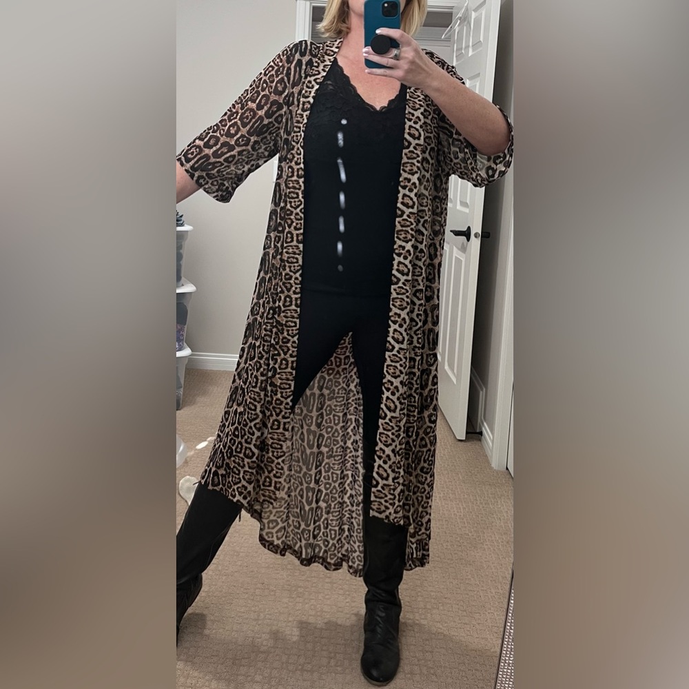 Leopard Print Sheer Duster